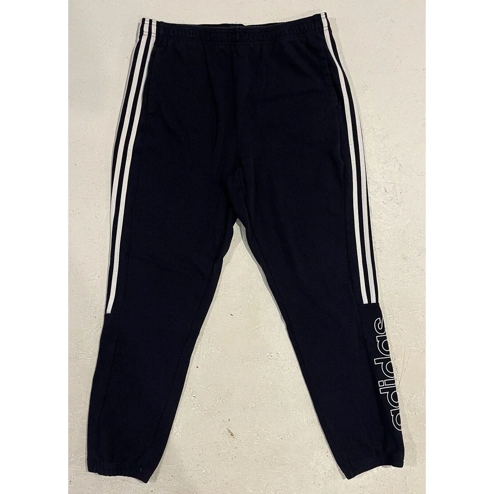 adidas Mens XL Spellout Logo Jogger Athletic‎ Pants GE0792 LegInk Navy 3-Stripe